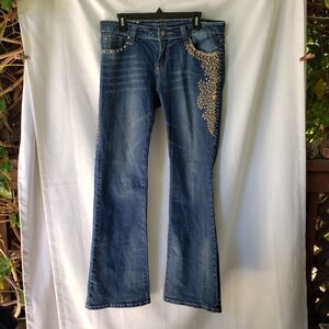 Trinity Ranch Jeans Juniors Size 13 Studded Denim Embellished Western Bootcut